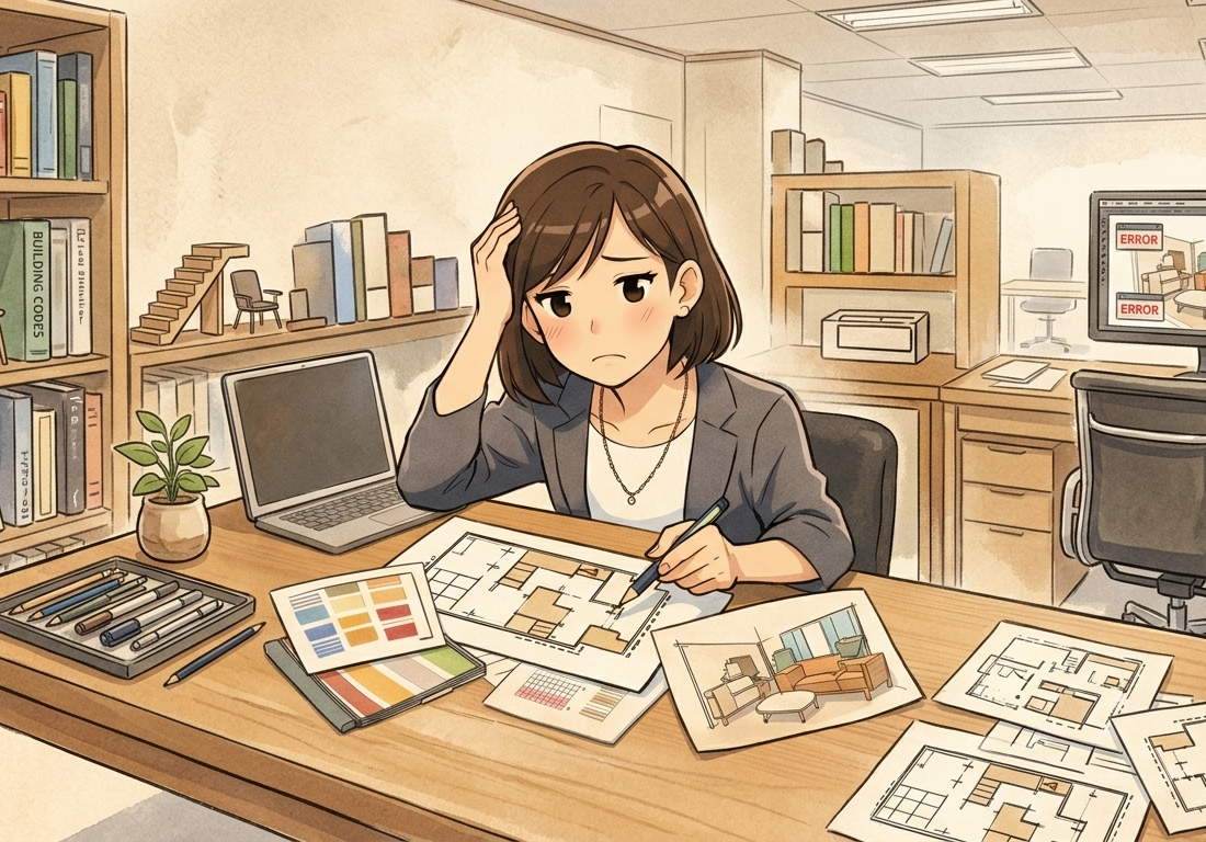 図面や口頭説明では空間の広さ・距離感が伝わらないイメージ